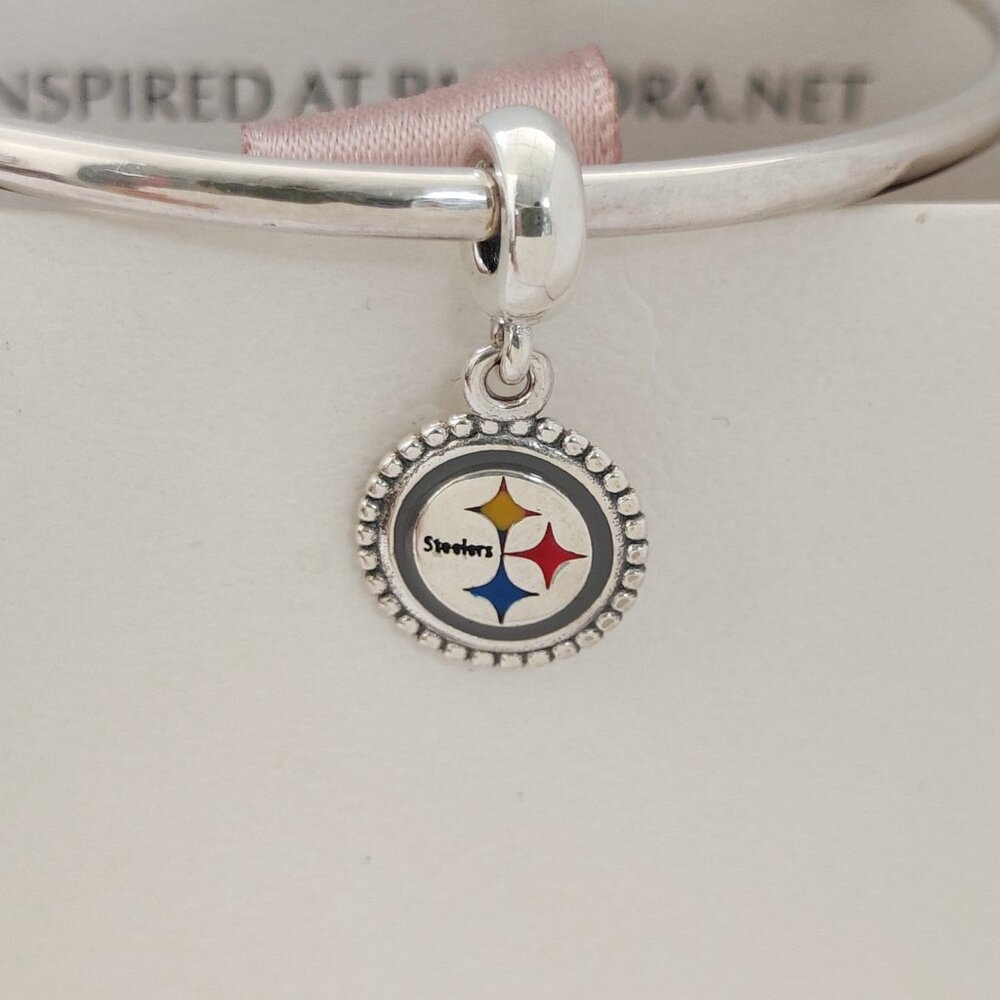Pandora Pittsburgh Steelers NFL Logo Exclusive Dangle Charm with box - Picture 3 of 6